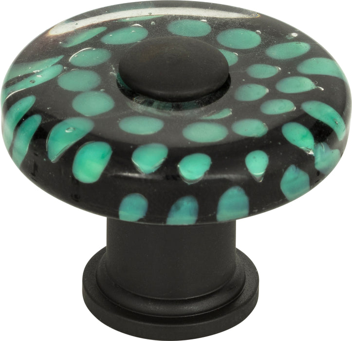 Emerald Polka Dot Glass Knob 1 1/2 Inch