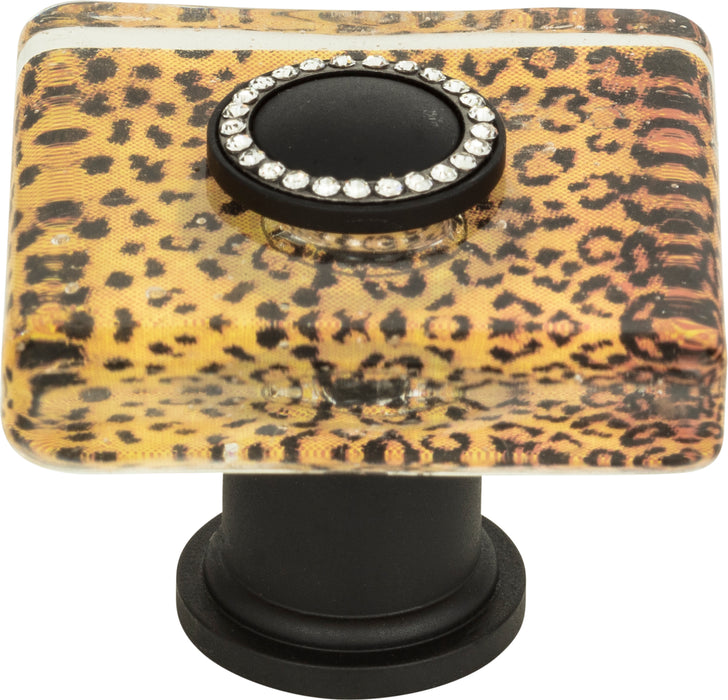 Cheetah Glass Square Knob 1 1/2 Inch