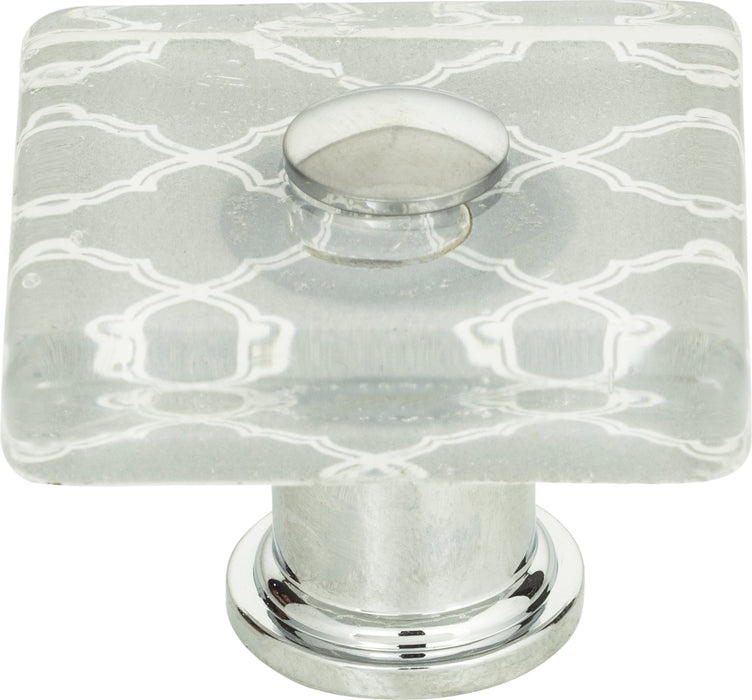 Quatrefoil Glass Square Knob 1 1/2 Inch