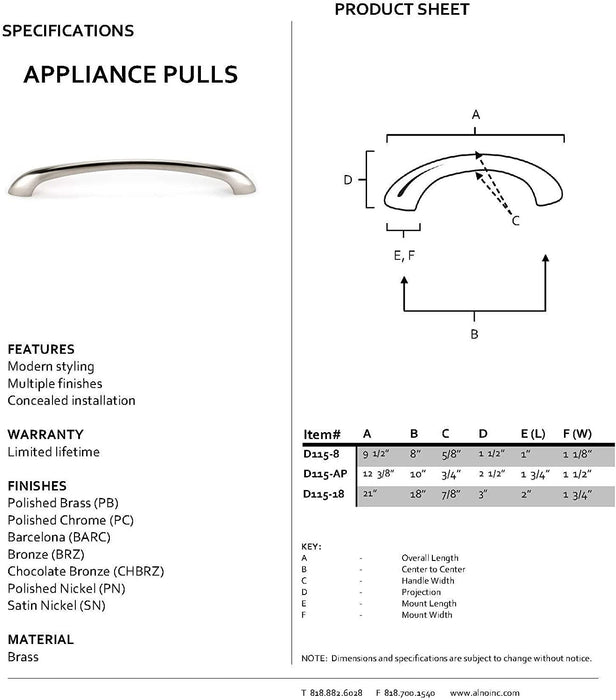 C855  8" Appliance Pull