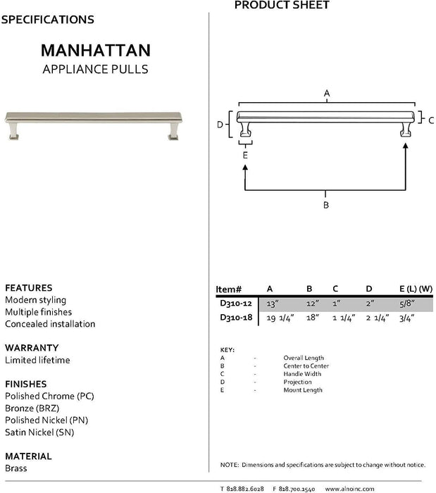 Manhattan 18" Appliance Pull