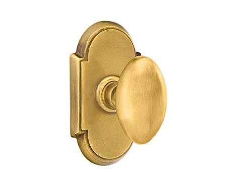 Emtek Privacy Set, Style 8 Rosette, Egg Knob, Unlacquered Brass US3NL