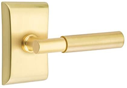 Emtek Passage Set, Neos Rosette, Myles Lever (Right Hand, Satin Brass)