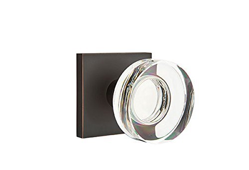 Privacy Set, Modern Square Rosette, Modern Disc Crystal Knob, Oil Rubbed Bronze