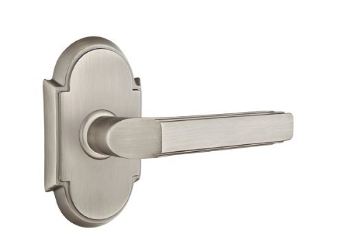 Emtek Dummy Set, Style 8 Rosette, Milano Lever, Polished Nickel