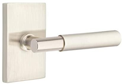 Emtek Privacy Set, CF Mechanism, Modern Rectangular Rosette, Myles Lever, Satin Brass