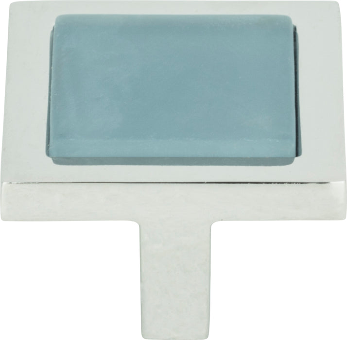 Spa Blue Square Knob 1 3/8 Inch